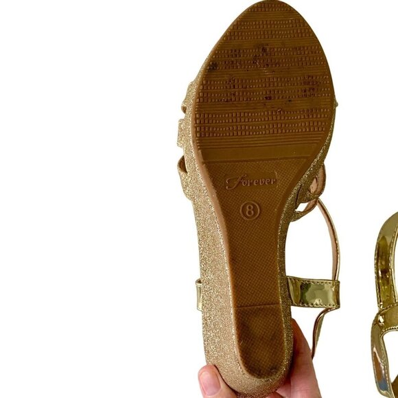 Forever Wedge Platform Sandals Open Toe Ankle Strap Women's Size 8 - Picture 8 of 15
